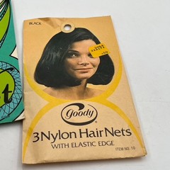 GOODY VTG Invisible Blonde HAIR NETS Luxrite Dark Black 1960s Jackie O Style
