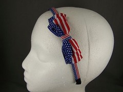 Red White Blue 4th of July plastic headband grip teeth hair band accessory flag