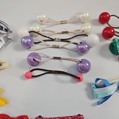 Vintage 80s 90s Huge Hair Barrettes Ties & Clips Mixed Lot Plastic & Metal Girls