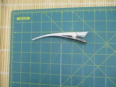 White with Hint of Gray Lines Silk Kimono Long Hair Clip 130mm (5 1/8 inch)