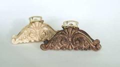 Real decorative wood and metal hair claw clip