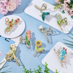 WADORN 8 Styles Flower Metal Hair Claw Clip 8 Count (Pack of 1), Mixed Color