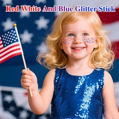 MEICOLY 4th of July Hair Glitter Stick,Red White Blue Face Glitter Stick with St