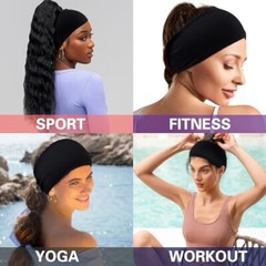Black 4 inches Wide Headbands for Women, Non Slip Workout No12(Mixed 12 pcs)
