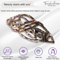 French Amie 3.5” Leaf Hair Barrette Cellulose Acetate French Hair Clip For Women