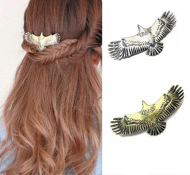 Metal 3″ x 1-1/2″ ANCIENT EAGLE Hairpin Barrette Hairclip – Silver or Golden