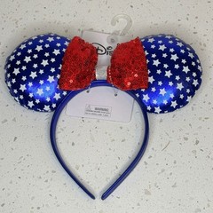 Disney Minnie Mouse Patriotic Stars and Stripes Sequin Americana Headband Ears