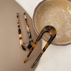 [4 Pack] French Style Cellulose Acetate Tortoise Shell U Shaped Hair Pin Fork 2
