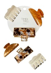 Time and Tru Women’s Metal and Plastic Hair Claw Clip Set, 3-Piece NEW;LOVE GIFT