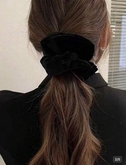 Velvet Scrunchie Set for Women, 4 Solid Colors: Black, Brown, Beige, Olive