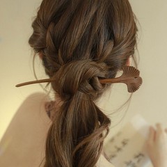 Wooden Ginkgo Leaf Hair Stick Hanfu Cheongsam Hairpin