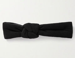 NWT Saint Laurent YSL Black Terry Cotton Knotted Front Silk Lined Headband $550