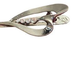 Vintage Silver Tone Clear Crystal Rhinestone Hair Clip Art Deco Statement 4″