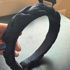 nOir Braided Metallic Padded Headband Black Gunmetal NEW