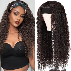 Bellarayine Deep Wave Human Hair Headband Wig Glueless None Lace Front Wigs