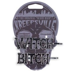 Kreepsville 666 Witch Bitch Bones Gothic Punk Emo Text Hair Slides Clips HSTWB