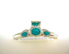 Long shiny turquoise green/blue silver boho design metal native tribal hair