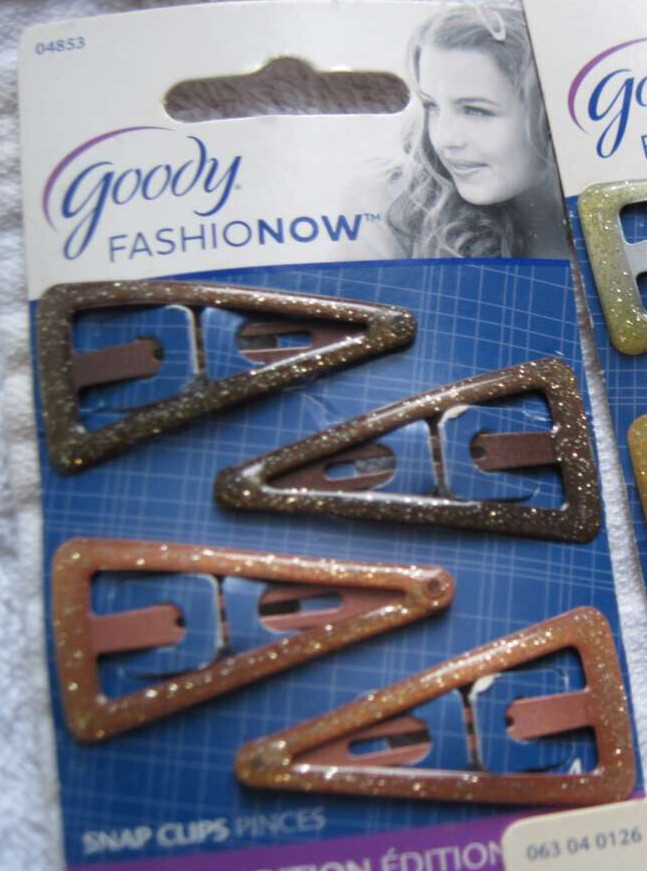 4 Goody Fashionow Triangle Glittery Epoxy Covered Metal Hair Snap Clips Glitter