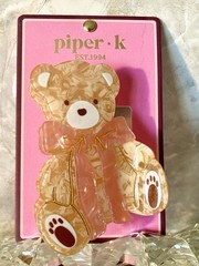 Piper K Teddy Bear With Pink Bow Hair Claw Clip