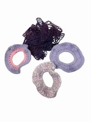 NEW hand made crocheted hair tie scrunchies LOT OF 4 PURPLES
