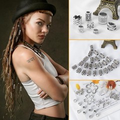 152 Pcs Norse Vikings Beads Hair Tube Beads Dreadlocks for Beards Hair Braiding
