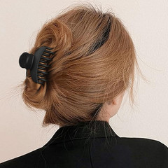 4 Matte Black Hair Claw Clips Double Row Teeth Grip Set