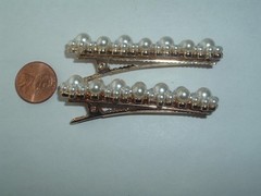 VINTAGE FAUX PEARL FLOWER HAIR CLIP BARRETTES UP DO HAIR ACCESSORY