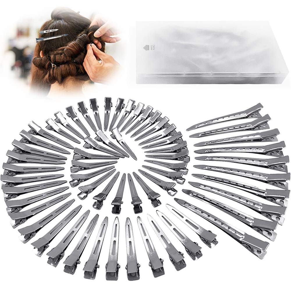 60Pcs Metal Duck Billed Hair Clips for Women Styling Sectioning, Silver Hair …