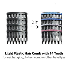 30 Pack Clear White Black Brown Plastic Hair Side Combs Slide Bun Holder with 14