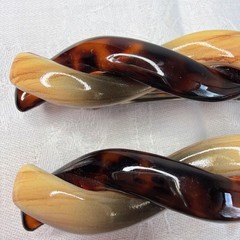 Braided Tortoise and Striped Celluloid Hair Barrette Vintage Goody – 2