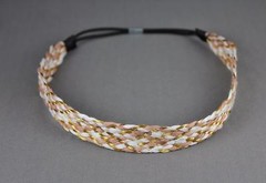 Pink White Gold headband braided woven stretch elastic braid headband