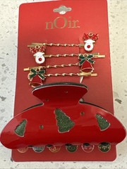 Christmas Hair Clip And Bobby Pins Set Rudolph Bells Noir