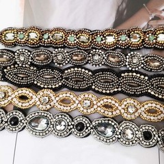 5 Count Beaded Elastic Headband, Fashionable Handmade Beading Hairbands for L…