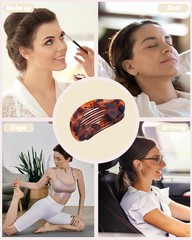 6 Pcs Flat Hair Claw 1 Count (Pack of 6), Glossy Leopard Print