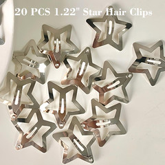 20 PCS 1.22″ Star Hair Accessories – Non-Slip Metal Snap Clips and Barrettes for