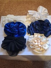Satin Floral Hair Clips – Navy, Royal Blue, Ivory & Black