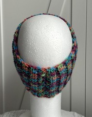 Crochet Headband One Size Ear Warmer Blue Multicolored Fall Winter Handmade