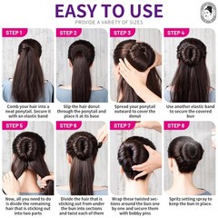 Teenitor Donut Hair Bun Maker Set – 7 Rings (1 32 Piece Set, A-Brown