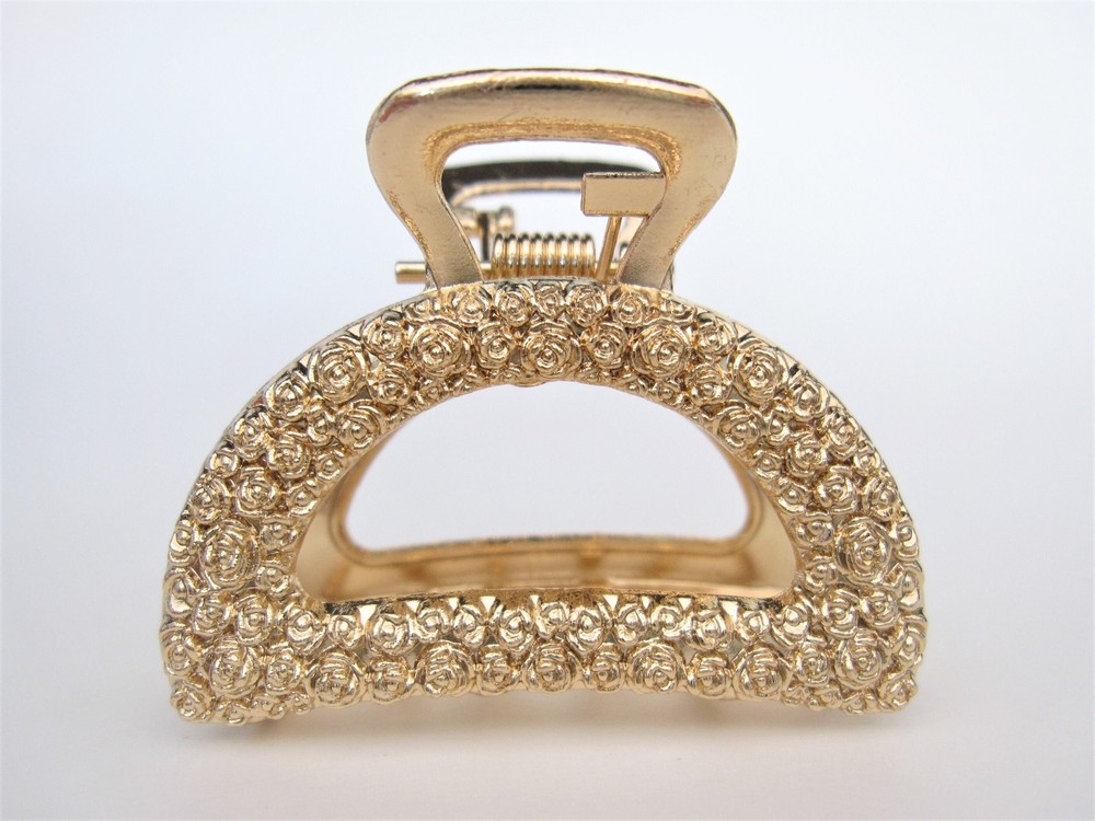 Small/ medium rose gold or dark silver roses metal hair claw clip