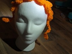Handmade Crochet Headband, Orange Bows, 100% Acrylic, Child/Adult