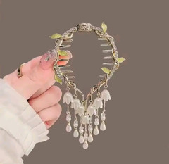 Flower Pearl Tassel Hair Clip Rhinestone Butterfly Bun Holder Women Hair Pin