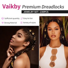 230PCS Hair Jewelry Beads，Dreadlocks Jewels for Women Braids, Gold And Silver…