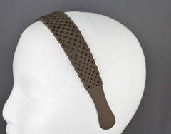 Brown basketweave plastic head band hair accessory grip teeth 1.25″ wide woven