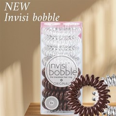 invisi Bobble Original Traceless Spiral Hair Ties – Pk 8, Crystal Clear & Brown