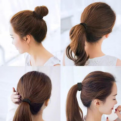 200PCS Black Hair Ties for Women Girls Seamless Thick Hair Band Elastic Hair Tie