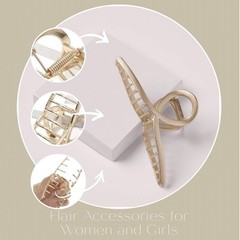 DOBIHMAX 2 Pack Large Metal Hair Claw Clips with Pearls 4.3 Inch Small, Set 4