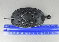 Black faux leather slide hair pin stick barrette accessory hairpin Starburst