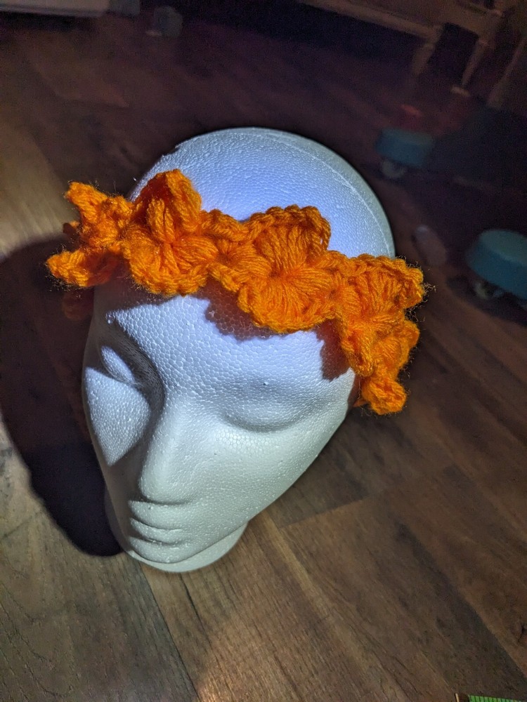 Handmade Crochet Headband, Orange Bows, 100% Acrylic, Child/Adult