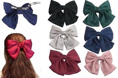6-Piece Ribbon Bow Hair Clips Set – Large Stylish Bowknot French Barrettes
