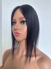 4″x4.7″Free Parting Silk Top Skin Base 100% Human Hair Topper Natural Black 12″